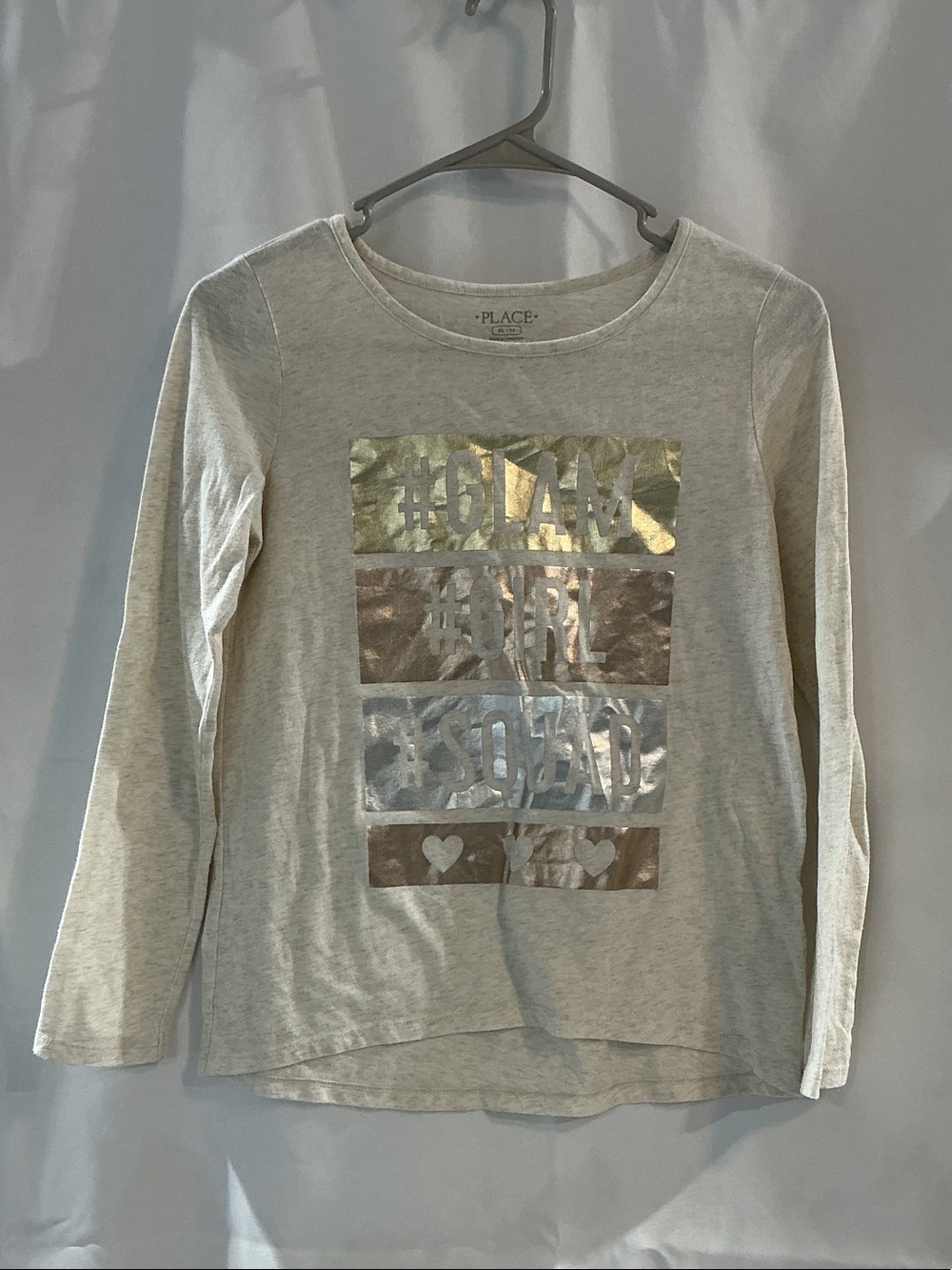 The Children's Place Light Gray Long Sleeve Metallic Graphic Tee